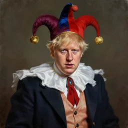 boris johnson as a court jester, painting, by weta digital