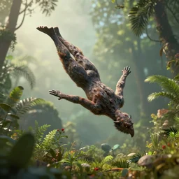Icarus falling, wide shot, HD, highly detailed, Blender Render, plants environment, cinematic lighting, atmospheric, realistic, octane render, highly detailed, in the style of craig mullins