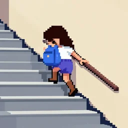 a is for amy who fell down the stairs, pixel art