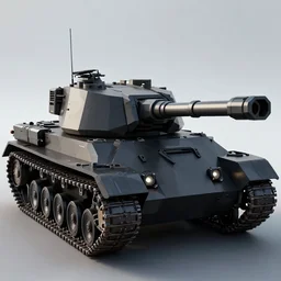 Futuristic low-poly battle tank, epic cinematic shot, black plastic, lights, hd 4k digital art