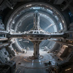 interior of enormous futuristic space station, style of Christopher Balaskas