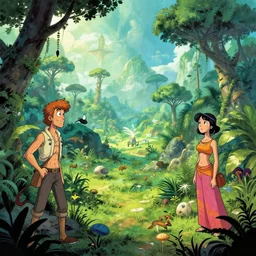 photo cartoon bd illustration comic manga painting of amazon environement : 6 fantasy environement, digital painting, volumetric lighting : 1 by adrian ghenie and jenny saville and zhang jingna artist bd enki bilal : 1 0