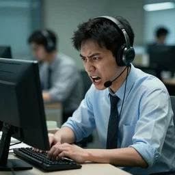 ict helpdesk supporter ragequiting his job, highly detailed, cinematic wallpaper by stanley artgerm lau