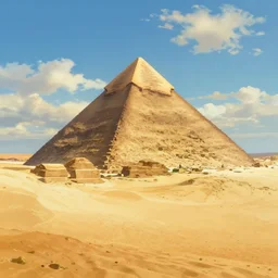 a stunning desert landscape with one pyramid by makoto shinkai