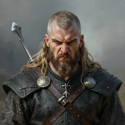 a portrait of an angry viking highly detailed, centered, digital painting