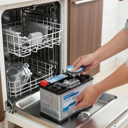 washing a car battery in the dishwasher