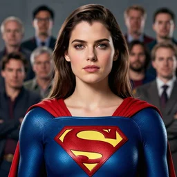 a close up of super beautiful woman as supergirl with man of steel suit style by greg rutkowski, sung choi, mitchell mohrhauser, maciej kuciara, johnson ting, maxim verehin, peter konig, 8 k photorealistic, cinematic lighting, hd, high details, dramatic, trending on artstation