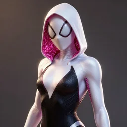 gwen stacy spiderman, au naturel, hyper detailed, digital art, radiant highlight, trending in artstation, cinematic lighting, studio quality, smooth render, unreal engine 5 rendered, octane rendered, art style by klimt and nixeu and ian sprigger and wlop and krenz cushart.