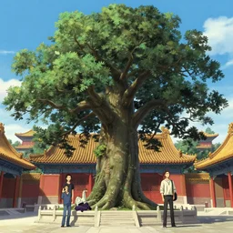 the great elven tree growing in the forbidden city, beijing. andreas achenbach, artgerm, mikko lagerstedt, zack snyder, tokujin yoshioka