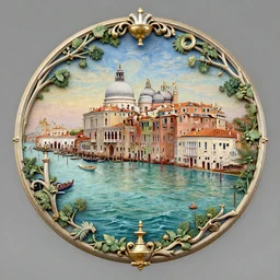 venecian city scape, full colour, the alembic of literary dreams as decoration, full colour, 3 d shaded, by ernst haeckel, zbrush central,
