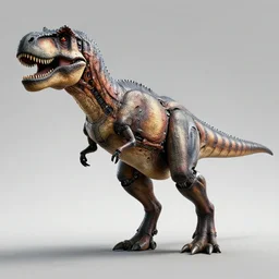 an illustration of the full body of a cyborg t-rex, photorealistic, detailed, textured, award-winning