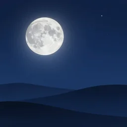 a beautiful landscape at night, big moon and stars in the sky, matte painting, dark blue tones, concept art, 4k