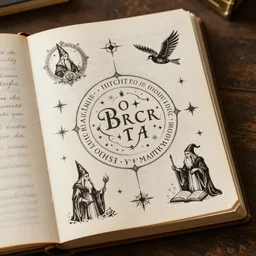 a page of book with wizards and spells written by magical ink