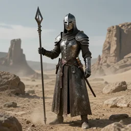 medieval iron maiden in a wasteland