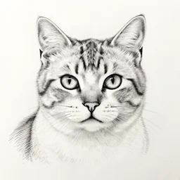 portrait of a cat, pen line art