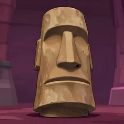a screenshot of a moai head statue in Hazbin Hotel (2019)