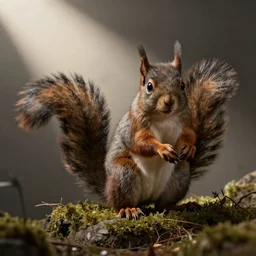 studio photograph of an alien creature that resembles squirrel