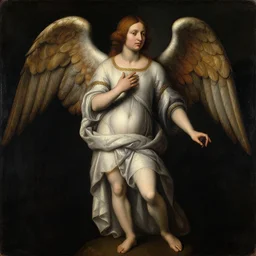 1 4 0 0 s renaissance full body portrait of an angel, painting by jan van eyck, northern renaissance art, oil on canvas, wet - on - wet technique, realistic, expressive emotions, intricate textures, illusionistic detail