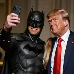 Photography, Batman taking a selfie with Donald Trump
