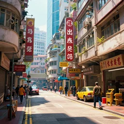 Fallout Hong Kong Streets Concept Art, vibrant colors, 8k photorealistic, cinematic lighting, HD, high details, dramatic, trending on artstation
