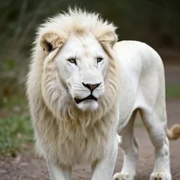 a bright white hybrid of a lion and a tiger