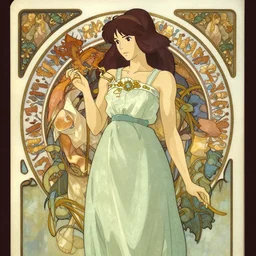 hwasa hwasa hwasa in the style of artgerm and alphonse mucha. studio ghibli
