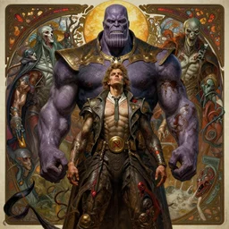 the platonic ideal of soviet propaganda of cletus kasady ultimate carnage thanos dementor doctor manhattan chtulu nazgul, detailed, intricate, hyperrealism, intense, scary, decay, dmt, art by brock hofer and artgerm and greg rutkowski and alphonse mucha