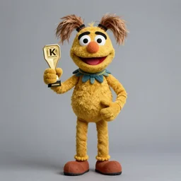 [ grimes as a muppet ]!!, 4 k photorealistic! photography, trending on [ unsplash ], contest winner, award winning, [ 4 k ]!, full - body photography!