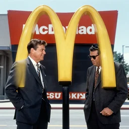 vintage mcdonald's commercial depicting the jfk assassination, by saul leiter