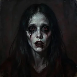 a sinister horror portrait painting, creepy, scary, horrifying