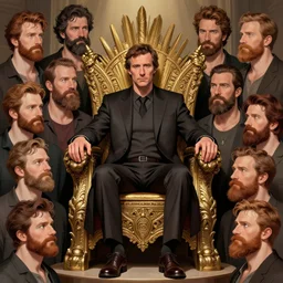 jordan peterson sits on his throne as the king of the incels surrounded by adoring neckbeards concept art by atey ghailan, illustration, highly detailed