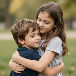teenager girl hugs boy 1 4 yo 1 5 yo innocent love