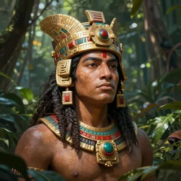 mayan ruler artists portrait wild jungle fantasy detailed digital painting concept art sharpp focus depth field blur illustration
