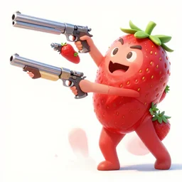 strawberry stampede with guns, artstation,