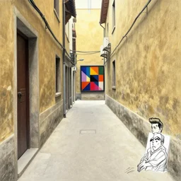 a narrow alley in golden gai as depicted by lee ufan and hilma af klint and sketched by osamu tezuka