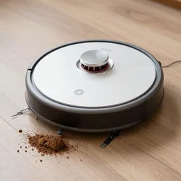 roomba cleaning up dog poop , photorealistic , high detail