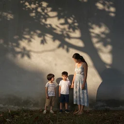 a lovely cute family enjoy the time toghether