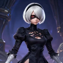 portrait of 2B (Nier Automata) in the Starcraft 2 universe, artstation cgsociety highly-detailed