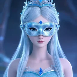 portrait of a beautiful ice princess with a mask, elegant, fancy dess, ornaments, highly detailed, beautiful, cinematic lighting, 2 d animate style, mesmerizing, 8 k hd, artstation, by hideyuki morioka, ito ogure, vofan, greg rutkowski, victo ngai, artgerm