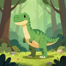 an illustration of a dinosaur e 7 wv in the woods, trending on artstation, central composition, very cartoon, shape focus, high detailed, by anton fadeev 0 3 l 2