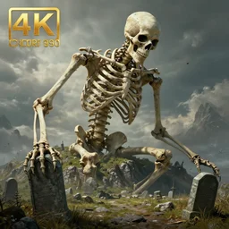 a giant skeleton overlooking a tombstone mountain, photorealism, hyperrealism, 8 k realistic, surrealism, rendered in octane, 4 k, concept art, elden ring monster, dark souls, trending on cgsociety, zbrush sculpt, art by peter mohrbacher and craig mullins