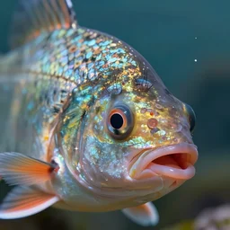 A fish with eyelashes, digital art, photorealistic