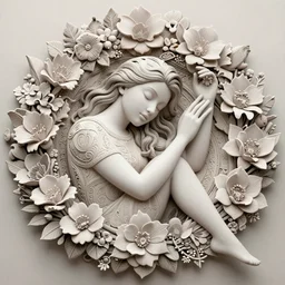 a woman sleeping in the middle of flowers, confident pose, intricate, elegant, sharp focus, illustration, highly detailed, concept art, matte, trending on artstation, lisa frank, alfons mucha