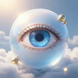blue eye sphere seraph. half see - through clouds, sunshine from above, gradient lighting, hyper realistic, golden ornaments