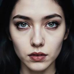 photograph of a young woman from santiago, 9 0 s goth, dof, sharp focus, highly detailed face, symmetric face, realistic iris, cinestill 8 0 0 t, photography by paolo roversi