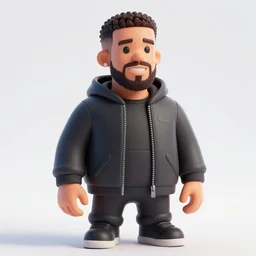 3d nft of drake, opensea nft, cinematic lighting, white background