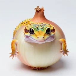onion with face of a gecko gecko