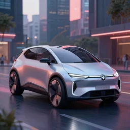 an urban electric vehicle concept designed by holden, rendered by Beeple, synthwave style, concept art, digital art, unreal engine, trending on artstation, 4K UHD image, octane render,