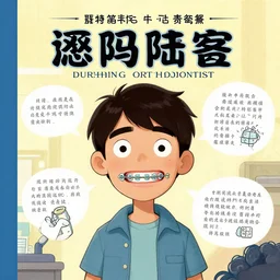 book cover about a character with braces during the apocalypse and the entire plot of the story revolves around their search for an orthodontist, cartoon drawing