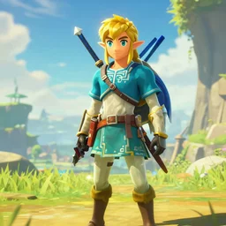 in game footage of zero suit samus from the legend of zelda breath of the wild, breath of the wild art style.
